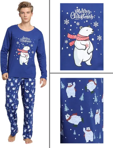 Vista 4 de Hupohoi - Conjunto de pijamas a juego para toda la familia lindo oso polar ropa para dormir navideña.