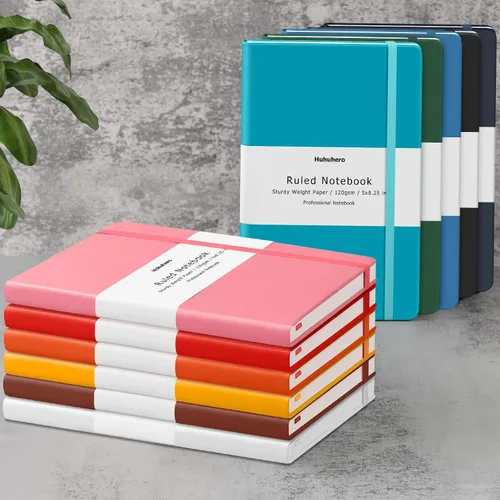 Vista 5 de Huhuhero Cuaderno Diario, Diario de Líneas Rayadas, Tapa Dura Papel Premium Grueso de 120gsm con Cuaderno de Cuero Sintético para Escribir