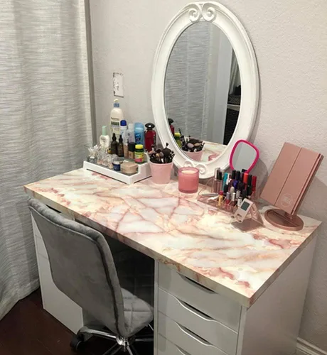 Vista 6 de UPREDO Papel adhesivo de mármol brillante Emperor Jade Backsplash Papel adhesivo de granito para encimeras de película de vinilo impermeable a