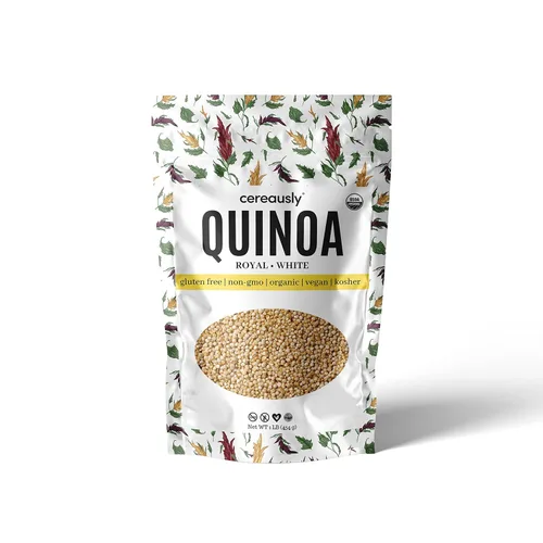 Vista 6 de CEREAUSLY Quinoa blanca orgánica – Quinoa real premium de Bolivia – Quinoa Kosher y sin OMG – Quinoa vegana y con cuota de gluten – 4 libras