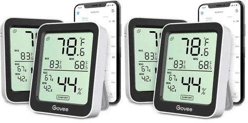 Vista 9 de Govee Higrómetro Digital Higrómetro Interior Termómetro de Habitación H5075, Medidor de Temperatura y Humedad Bluetooth con Control Remoto