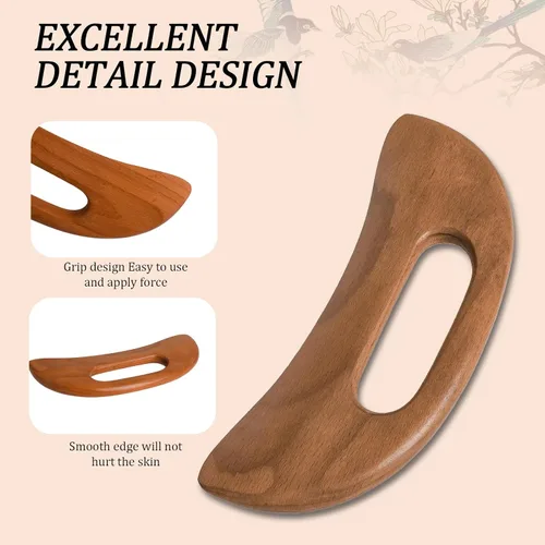Vista 2 de Masajeador de celulitis de madera, herramienta de guasha corporal, masajeador de drenaje linfático, raspador muscular, herramienta de masaje