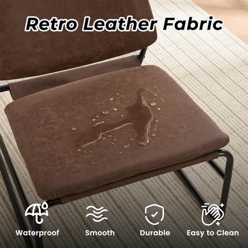 Vista 3 de DAICO Silla decorativa moderna, impermeable, sin brazos, cómodas, tapizadas, con marco de metal, para sala de estar, dormitorio, balcón, jardín
