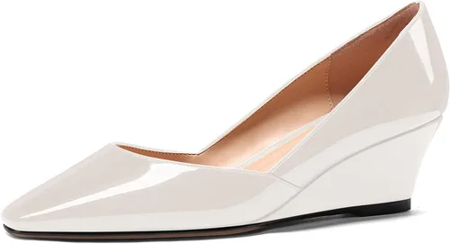 Vista 34 de MODENCOCO Zapatos de tacón bajo con cuña de tacón bajo para mujer, con puntera cuadrada, 2 pulgadas Beige