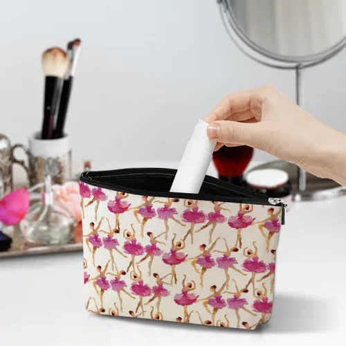 Vista 3 de jeilink Girl Loves Dance - Bolsa de maquillaje para bailar, regalo divertido para amantes del ballet, regalos elegantes para bailar, mujeres