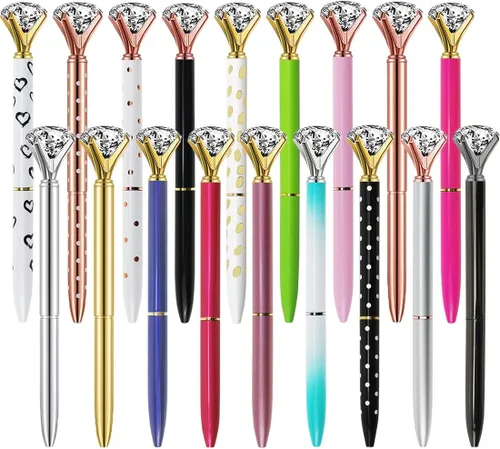 Vista 9 de Oddmoal Bolígrafos de diamantes divertidos y elegantes para mujer, bolígrafos de metal brillante, tinta negra, 12 unidades (colores mezclados)