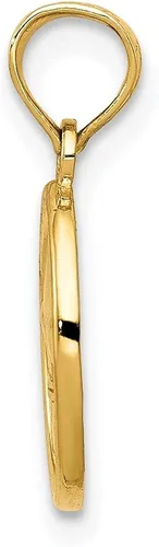 Vista 2 de Diamond2Deal Flor de Lis pequeña pulida de oro amarillo de 14 quilates en colgante ovalado, joyería fina para mujer, Metal, No es una piedra preciosa