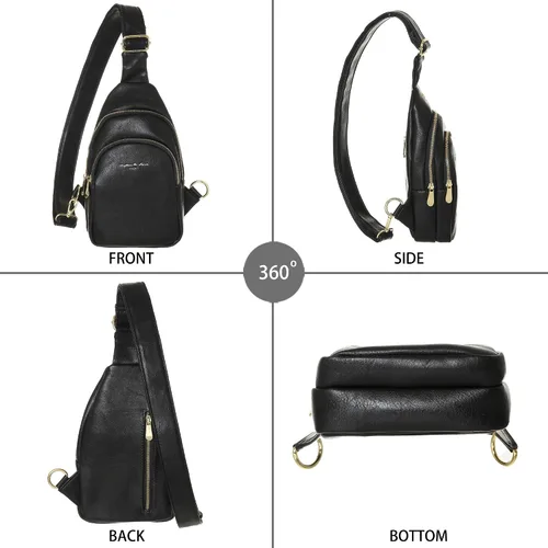Vista 6 de Bolso cruzado pequeño, riñonera para mujeres y hombres, bolso bandolera de cuero para regalos