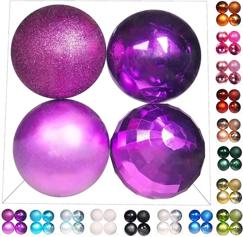 Vista 12 de Emopeak - Juego de 24 esferas navideñas, ornamentos irrompibles, 4 estilos, decoración colgante para árbol de Navidad, boda o fiesta