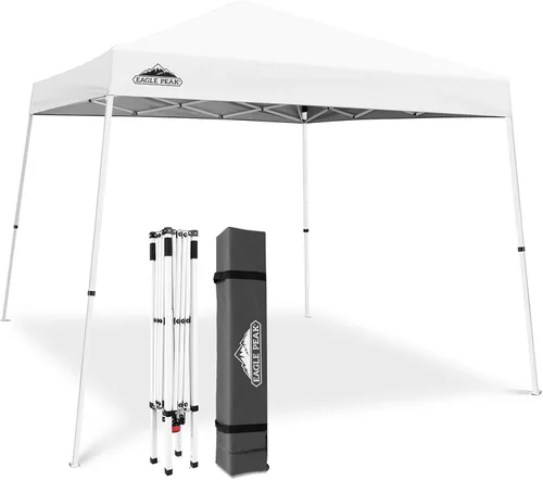 Vista 33 de Eagle Peak - Pérgola plegable (10.0 x 10.0 pies), patas inclinadas, de tela, para exteriores, fácil de montar, Negro