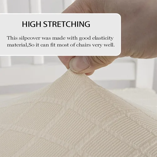 Vista 3 de Juego de 2 fundas de jacquard para silla, elásticas, impermeables, escandinavas, para sillas de comedor, lavables, modernas, fundas de asiento