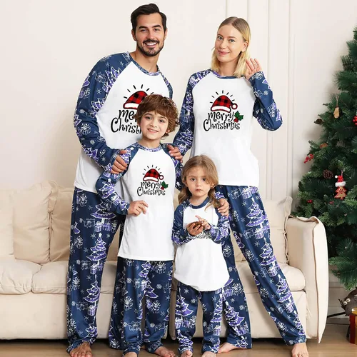 Vista 2 de Conjunto de pijamas familiares de Navidad a juego con estampado de leopardo a cuadros para árbol de Navidad pijamas de Navidad para la familia