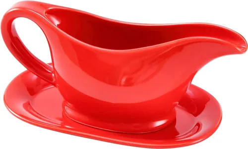 Vista 11 de Bruntmor - Recipiente y bandeja de cerámica para salsa, para aderezos de ensalada, leche, caldo, crema, apto para microondas y lavavajillas, 11