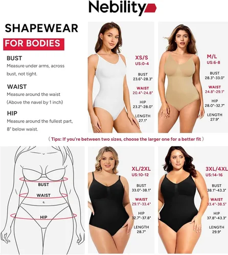 Vista 6 de Nebility Body moldeador de cintura sin costuras con cuello redondo y control de abdomen para mujer