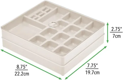 Vista 8 de mDesign - Joyero de plástico apilable, organizador de almacenamiento, 3
