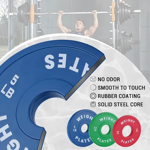Vista 2 de 2 in Change Plates 1.25LB Pairs 2.5LB Pairs 5LB Pairs 10LB Pairs 17.5 LB 37.5 LB Set Fractional Weight Plates Set,Bumper plates for Gym Home,Rubber