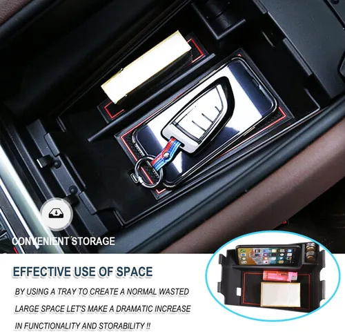 Vista 3 de Ruiya Organizador de consola central X5/X6/X7 2020-2026 para BMW X5/X6/X7 2026, material ABS, organizador de consola central compatible con BMW