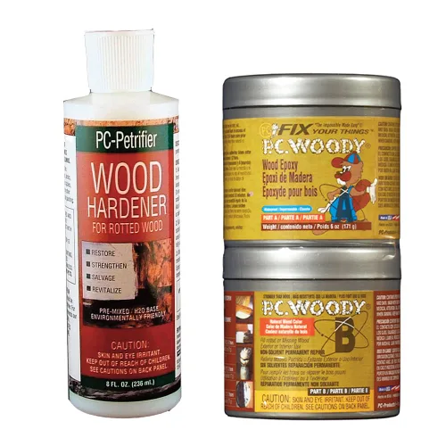 Vista 10 de PC Products PC-Woody 23334 - Pasta epoxi reparadora de madera de dos componentes, 1.5 oz en dos frascos, color tostado