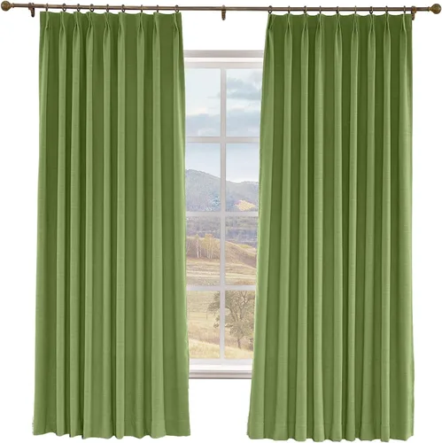 Vista 9 de Macochico Cortinas opacas de lino sintético de 52 pulgadas de ancho x 63 pulgadas de largo, panel de cortinas plisadas para dormitorio, aulas