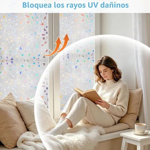 Vista 6 de LEMON CLOUD Película decorativa para ventana, película de privacidad para vidrieras, esmerilado estático para puerta de vidrio y hogar, diseño