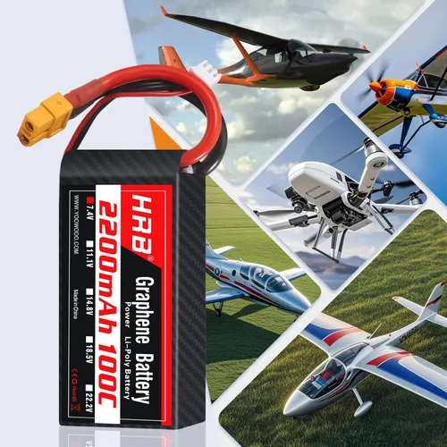 Vista 4 de HRB Graphene 2S 2200mAh Lipo Batería 100C 7.4V XT60 RC Lipo Batería Compatible con RC Car RC Truck RC Boat RC Airplane RC Helicopter (2 paquetes)