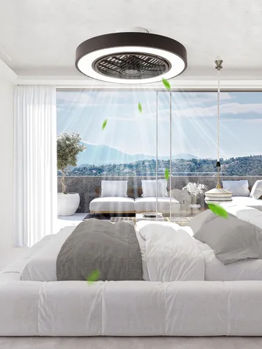 Vista 7 de LEDIARY Ventiladores de techo de perfil bajo de 20 pulgadas con luces, ventilador de techo sin aspas LED, ventilador de techo cerrado de montaje
