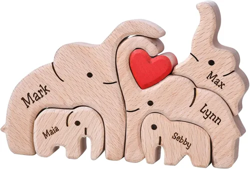 Vista 15 de Rompecabezas de madera personalizado con nombres familiares de 2 a 8, rompecabezas de madera de gato, rompecabezas de madera personalizable