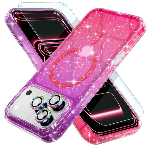 Vista 13 de Choiche Funda para iPhone 15 Pro Max compatible con MagSafe, color negro Purpurina negra