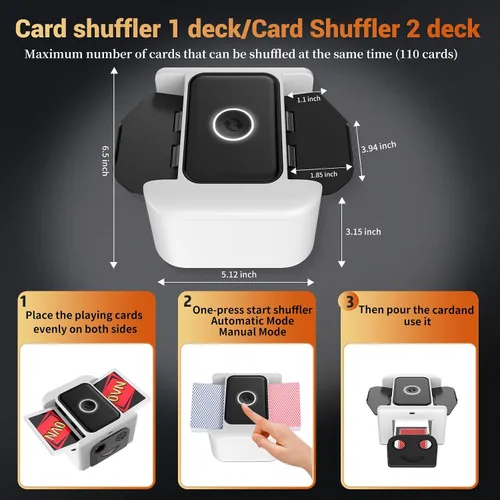 Vista 5 de Barajador de tarjetas automático recargable para bicicleta Skip-Bo Skyjo de Blanco