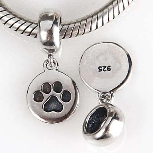 Vista 3 de Charm de pata de perro de cachorro de plata de ley 925 para perro pulsera Pandora, Plata esterlina