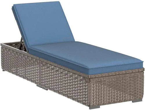 Vista 4 de Patiorama Silla Tumbona de Patio al Aire Libre, Elegante Silla Tumbona Reclinable Ajustable de Ratán para Piscina con Cojín, Mimbre de PE Gris