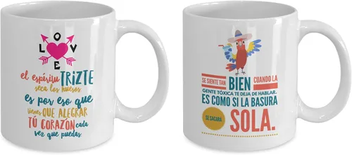 Vista 2 de Regalo para amigos Taza de cafe para hermana Perfecto regalo para graduados, profesionales y estudiantes Vaso con afirmaciones positivas