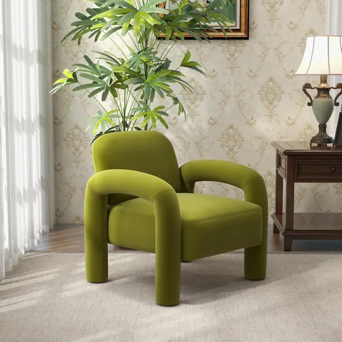 Vista 21 de Silla decorativa moderna, cómoda silla tapizada de terciopelo, acogedora silla individual de tocador, silla de barril copetudo, silla de lectura