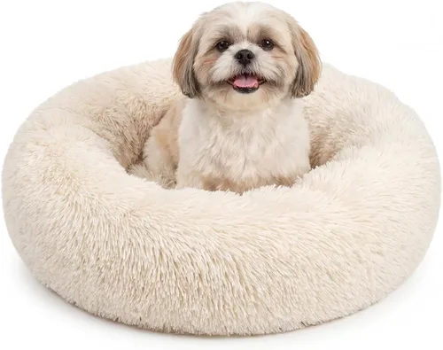 Vista 10 de Cama para perros pequeños, cama calmante para perros pequeños, antiansiedad, cama para cachorros, lavable a máquina, esponjosa, de lujo Verde militar