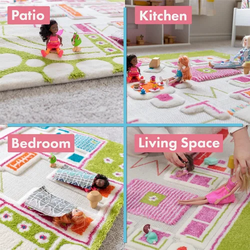 Vista 4 de IVI - Alfombra de juego 3D para usar como casa de muñecas, no tóxica, resistente a las manchas, juguetes educativos Montessori para niños, mediana