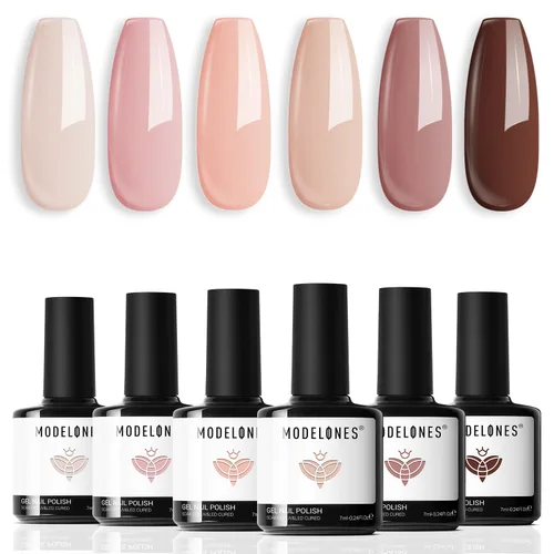 Vista 20 de Modelones - Juego de esmaltes de gel transparente, capa base de gel superior, sin limpieza, 0.5 onzas líquidas Un conjunto claro