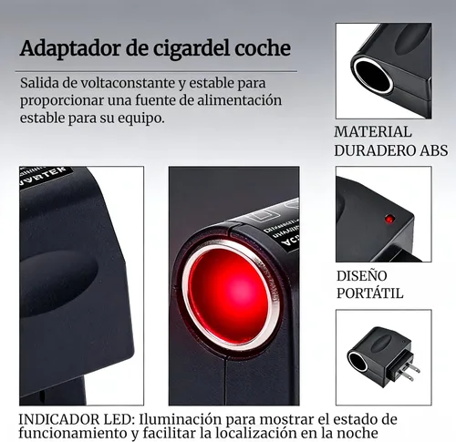 Vista 3 de Adaptador de corriente para encendedor de cigarrillos de automóvil, convertidor de CA a CC de 12 V CC, enchufe de pared de enchufe estadounidense