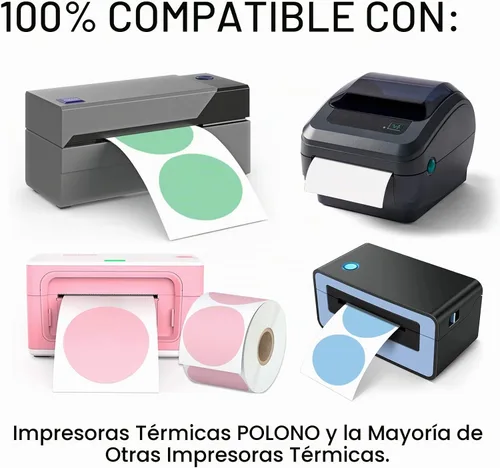 Vista 3 de Misofuki 2 pulgadas, 750 etiquetas adhesivas térmicas directas circulares azules compatibles con cebra, rollo, MUNBYN, etiquetas térmicas directas