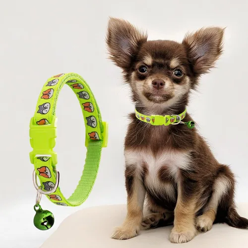 Vista 5 de Jecikelon 6 collares ajustables para cachorros, para perros pequeños, collar de poliéster para gatos con campana, collar básico para perros extra