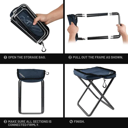Vista 8 de G2 GO2GETHER Taburete de campamento, taburete compacto plegable portátil para campamento al aire libre, senderismo, pícnic, pesca, tela Oxford 600D
