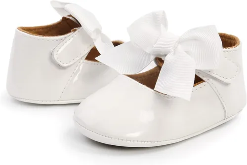 Vista 7 de WILLFUN Zapatos planos Mary Jane para bebé niña, diseño floral, vestido de princesa, zapatos de cuna antideslizantes para los primeros pasos