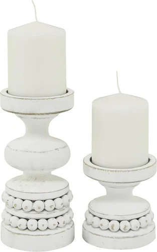 Vista 14 de Deco 79 Lámpara de madera de huracán candelita, juego de 2 4 pulgadas, 3 "H, marrón