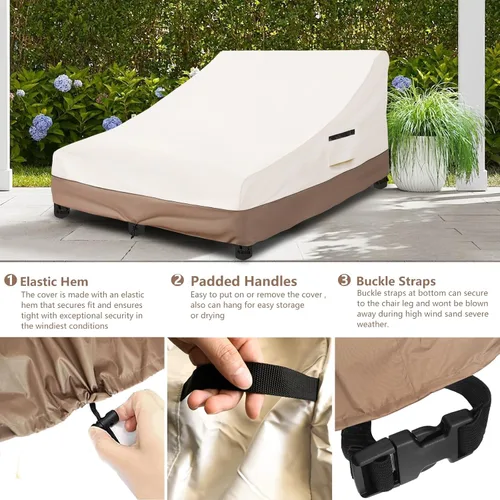 Vista 4 de Okcool Cubierta para tumbona doble ancha de 80 pulgadas para exteriores Beige