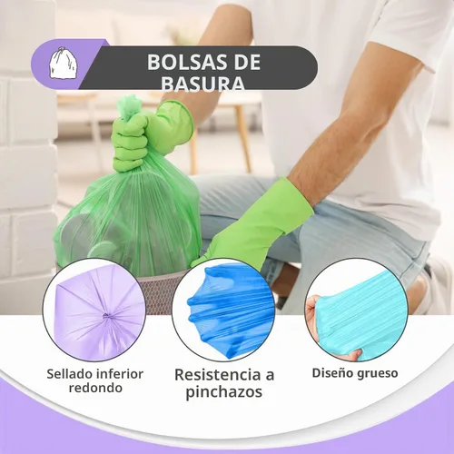 Vista 3 de Teivio Bolsas de basura coloridas medianas de 8 galones, 80 bolsas