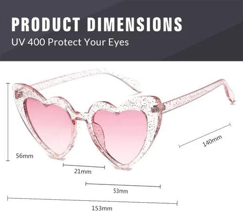 Vista 5 de boqopod Clout Heart Shaped Sunglasses Goggles Vintage Cat Eye Mod Style Retro Kurt Cobain Glasses