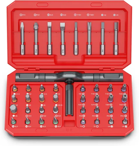 Vista 12 de Bomivoi Juego de destornilladores magnéticos 42 en 1, juego de destornilladores de trinquete, juego de destornilladores magnéticos multibits con Azul