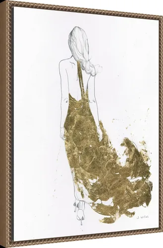 Vista 2 de Amanti Art Lienzo enmarcado para pared, 24 x 18 pulgadas, vestido dorado II por James Wiens, lienzo enmarcado para pared, obras de arte populares