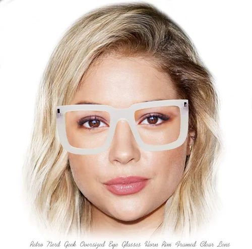 Vista 4 de ENCACC Lentes grandes con borde de bocina cuadrada Nerd lentes transparentes clásicos Geek