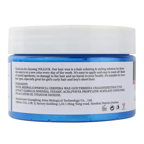 Vista 9 de Cera de color temporal para el cabello, tinte de cabello azul, kit de coloración para el cabello, incluye capas desechables, cepillo, cuchara