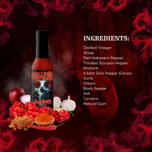 Vista 6 de Hellfire Doomed Salsa Picante, La Salsa Más Picante del Mundo, Reforzada con 6.66 Millones de SHU de Extracto de Pimienta Natural, Probada